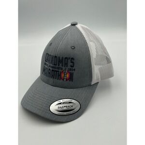 Yupoong Grandmas Marathon Duluth Minnesota Snapback Trucker Hat Grey White